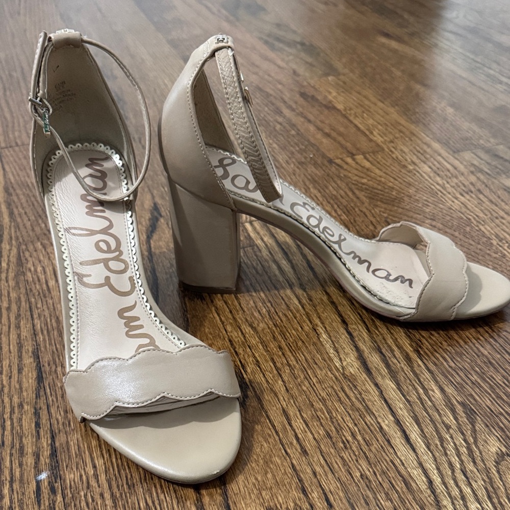 Sam Edelman Beige Ankle Strap Heels